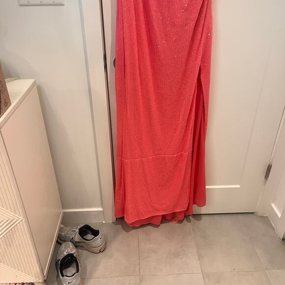 NWT IEENA for Mac Duggal Pink Sequined One Shoulder Draped Back Gown Size 16 - Picture 7 of 8